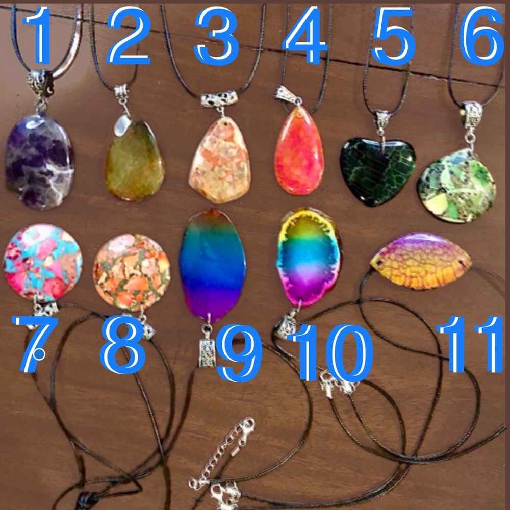 Natural Gemstones & Fossil Pendant Necklaces Hand Honed Ornate Bail BOUTIQUE